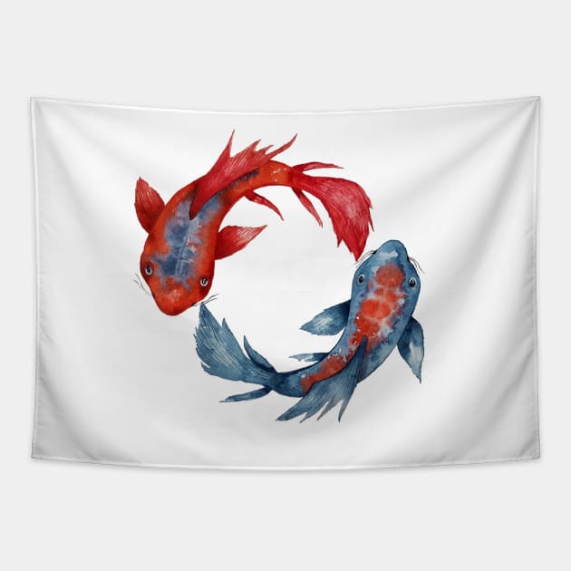 Yin Yang Koi Fish Japanese Koi Yin Yang Tapestry TeePublic