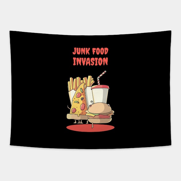 Junk food invasion Tapestry by soondoock