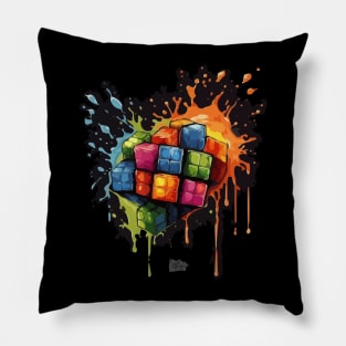 Rainbow Abstraction melted rubix cube Pillow