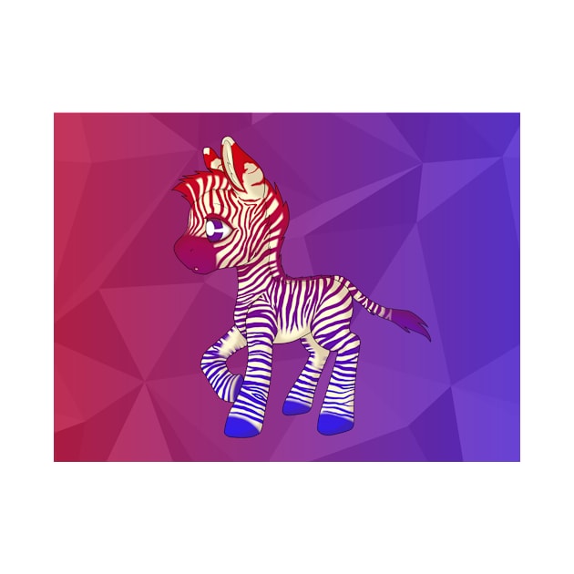 Red Blue Gradient Baby Zebra by SaruCharmed Designs