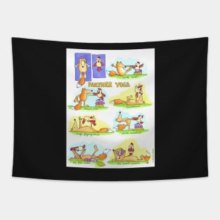 Fox and Chicken Partner Yoga Tapestry