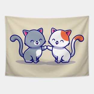 Couple Of Cat Cartoon Tapestry