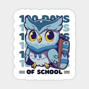 100 days of school typography featuring a Cute owl with a bagpack #1 Magnet