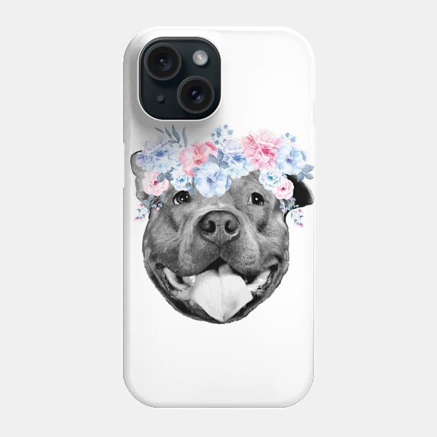 Pitbull Flowers Phone Case by PrettyPittieShop