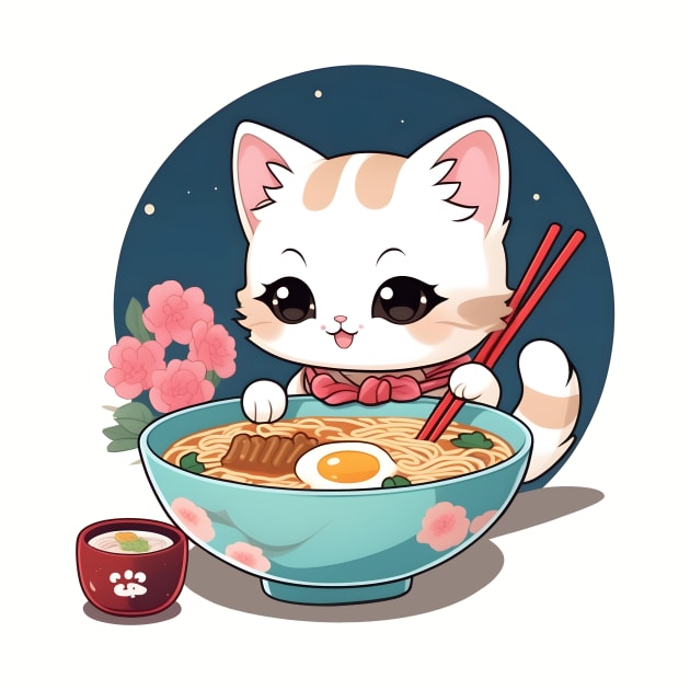 Ramen cat - funny, cute, gift idea, cats, for girls, women, kids, men, boys, christmas, birthday, gift, valentines day, mom, dad, japan, japanese culture, anime, manga, chibi, kawaii, japanese food lover, noodles, ramen, sushi, lover, kitty, cat lady, by Fanboy04