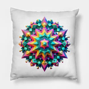 3d diamond mandala Pillow