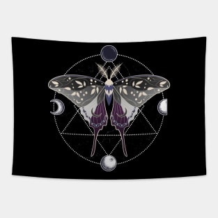 Asexual Luna Moth Celestial Cottagecore LGBT Pride Flag Tapestry