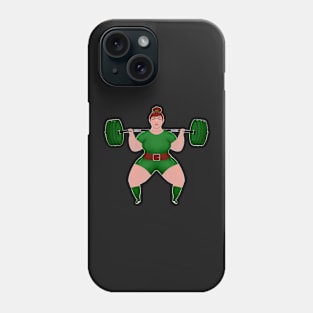 Strong Women Powerlifting gym girl in Green Phone Case