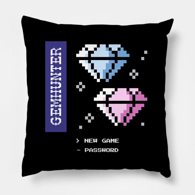 Retro Gemhunter 8 bit video game Pillow by keeplooping