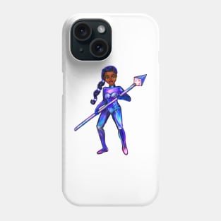 Black anime girl from outer space 2 ! beautiful  black girl with Braided hair, blue eyes, Cherry pink lips and dark brown skin. Hair love ! Phone Case