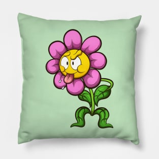 Cartoon Flower Sticking It’s Tongue Out Pillow