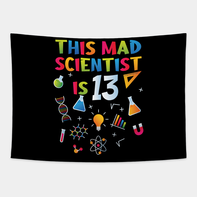 This Mad Scientist Is 13 - 13th Birthday - Science Birthday Tapestry by Peco-Designs