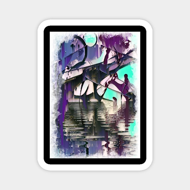 Bayou moon graffiti abstract Magnet by SilverPixieArt