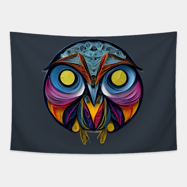 Paper Quill Owl Illustration Tapestry by Artiface