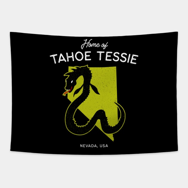 Home of Tahoe Tessie - Nevada USA Cryptid Lake Monster Tapestry by Strangeology