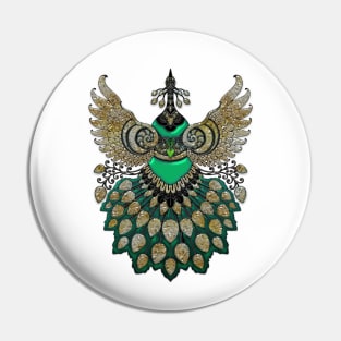 Beautiful elegant peacock in green colors Pin