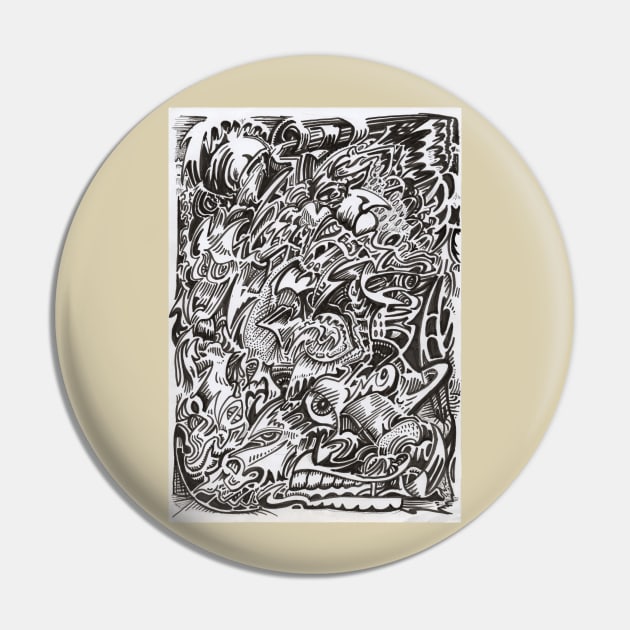 Mind Cascade Ink Drawing Pin by Backbrain