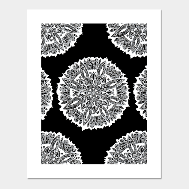 White On Black Mandala Pattern Mandala Pattern Posters And Art Prints Teepublic Decorative pattern classical black white ethnic leaves mandala. white on black mandala pattern