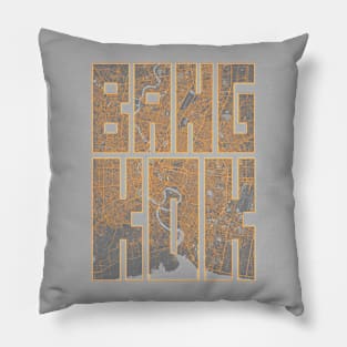 Bangkok, Thailand City Map Typography - Bauhaus Pillow