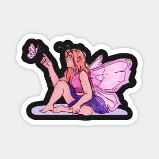 Elf-butterfly girl with butterfly Magnet