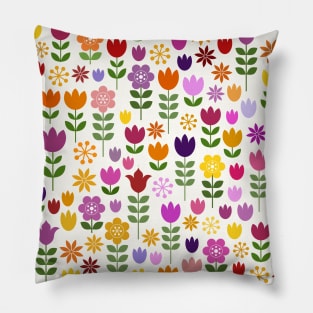 Scandinavian Style Colorful Flowers Pattern Pillow