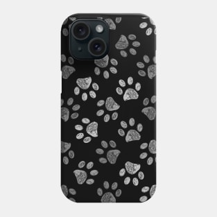 Doodle grey paw print Phone Case