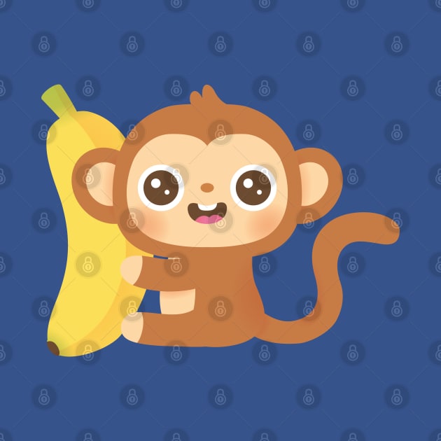 Cute Little Monkey and Banana by rustydoodle