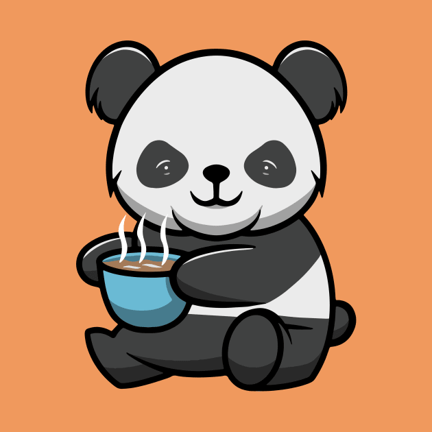 Cute Panda with hot chocolate in valentine day by Cubbone