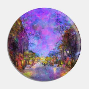 Church Street, Burlington, Vermont USA Impressionist Painting Pin