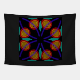 Dark background with red green abstract Art Tapestry