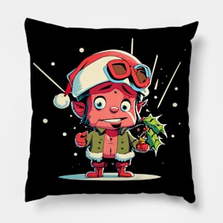 Xmas Christmas Stylized Super Hero Cartoon Pillow