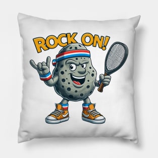 Pet Rock ROCK ON! Pickleball Tennis Design Pillow