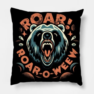 Roar-O-Ween Bear Halloween Vintage Pillow