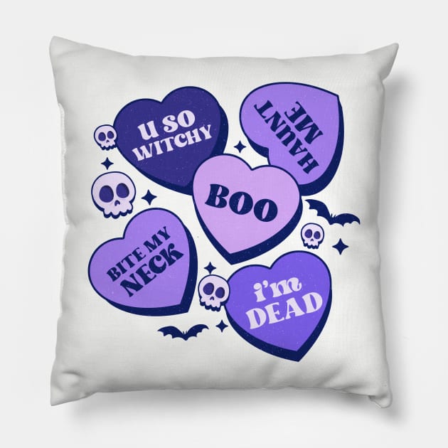 Halloween Candy Hearts Pillow by KayBee Gift Shop