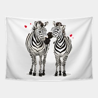 Valentine Cartoon Zebra Couple Tapestry