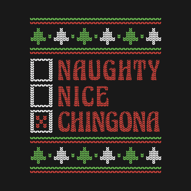 Retro Naughty Nice Chingona Ugly Xmas Sweater Style by Now Boarding