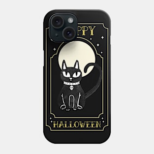 Happy Halloween Black Cat Design Phone Case