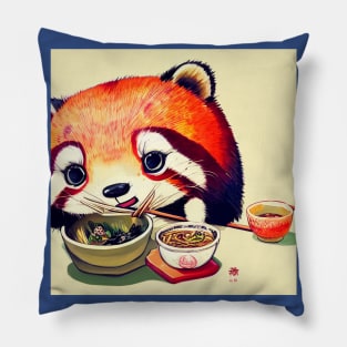 Kawaii Red Panda Eating Ramen Pillow