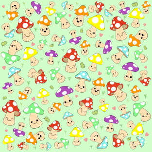 Kawaii Mushrooms Pattern T-Shirt