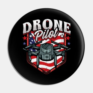 American Flag Drone Pilot Patriotic USA Pin