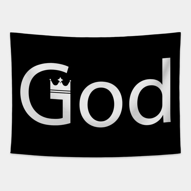 God is king artistic text design Tapestry by BL4CK&WH1TE 