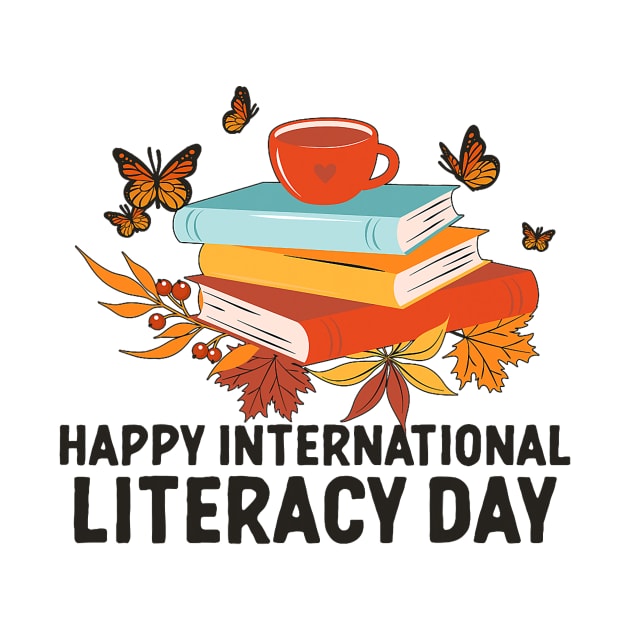 Happy International Literacy Day Book Lover Reading by everetto