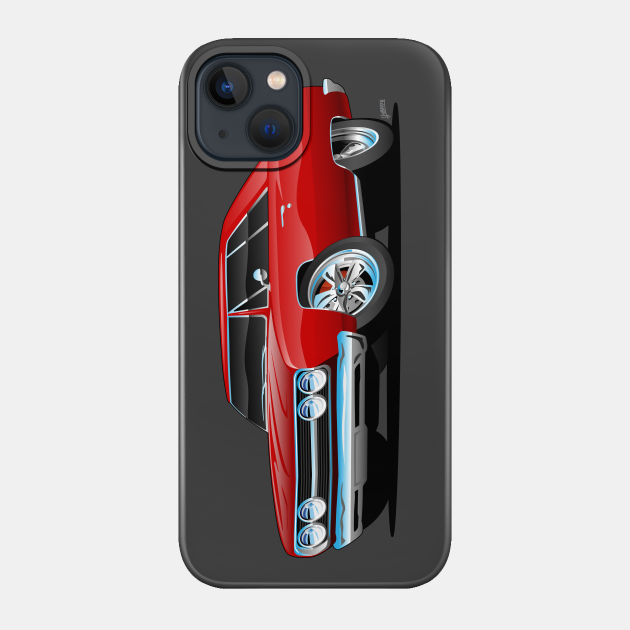 Red Hot Classic Muscle Car Coupe Cartoon - Muscle Car - Phone Case