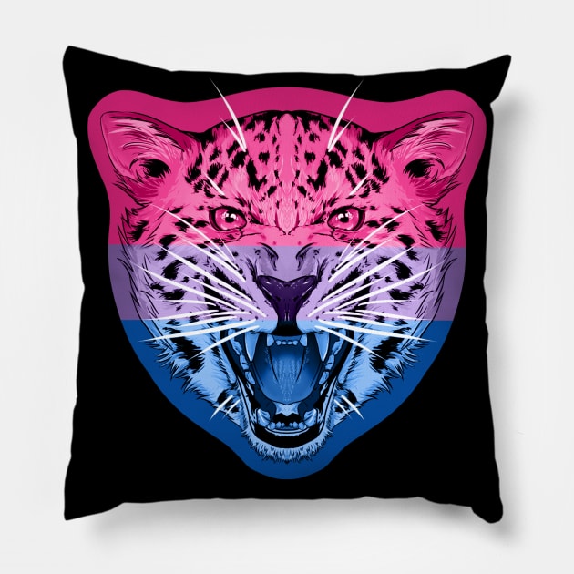 illustrated Jaguar PRIDE series Bi pride flag Pillow by illustratelaw