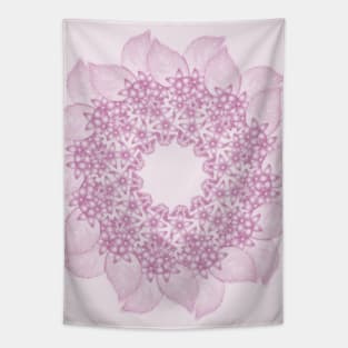 Pink butterflies and flowers mandala Tapestry