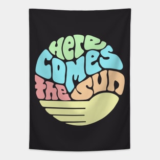 Here Comes the Sun Groovy Word Art Tapestry