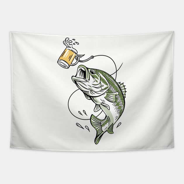 Lager Lure Bass Beer Tapestry by HabbyArt