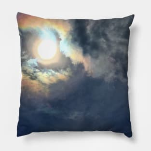 Sun and Clouds in a Bright Blue Sky Pillow