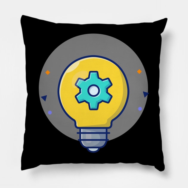 Lamp with gear cartoon Pillow by Catalyst Labs