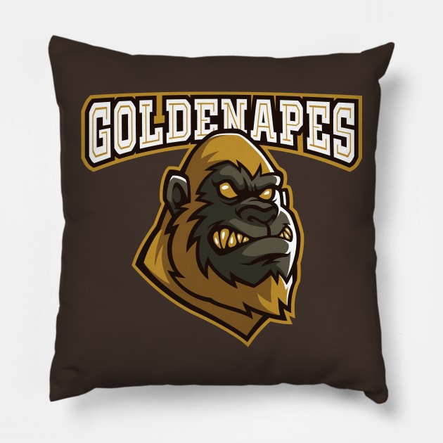 Golden Apes Pillow by mikailain